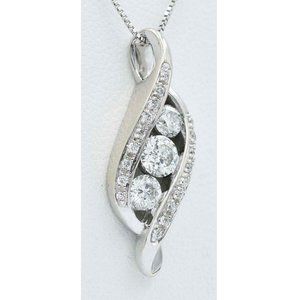 Genuine 0.77 Cts Diamond Sirena Pendant Necklace 14k White Gold